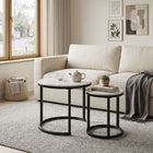 Aurelo 2pc Ceramic Coffee Table Side Table Set - Snow White