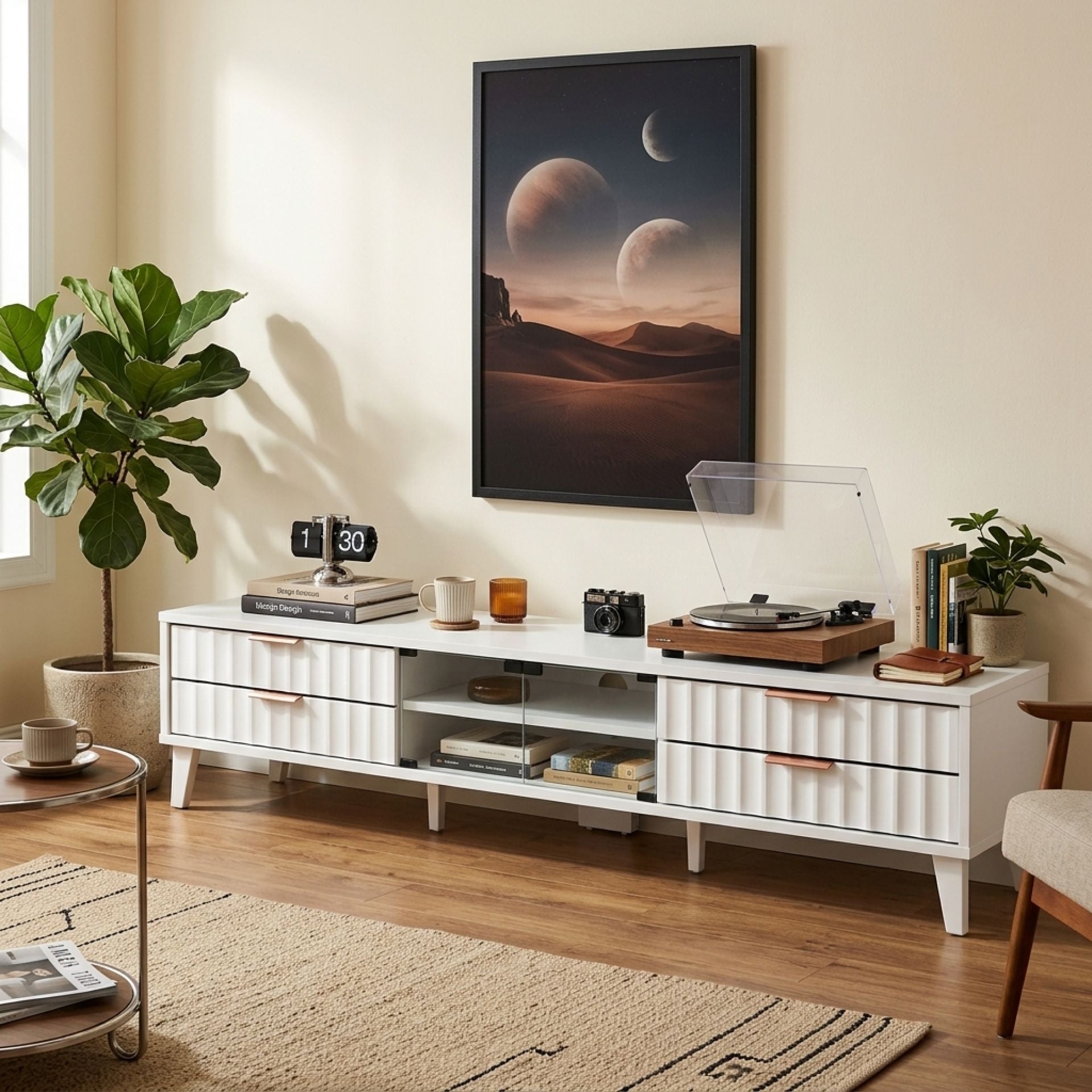 Charlie 1.8m Entertainment Unit - White - Modern Design – Treasurebox