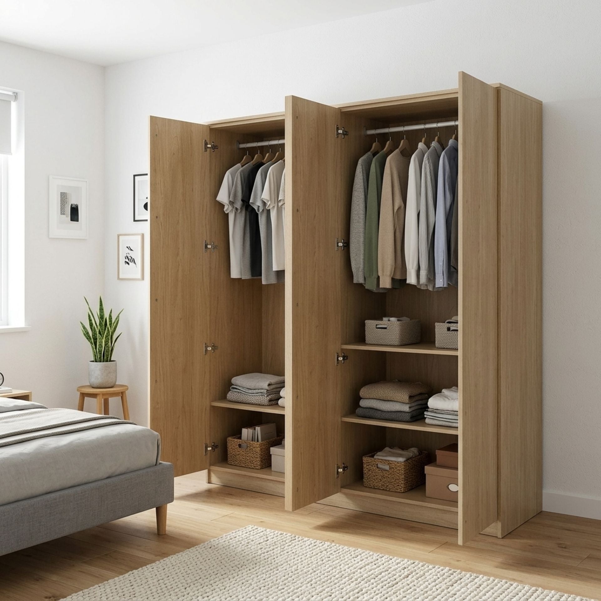 Benny 4 Door Wardrobe - Light Teak – Treasurebox