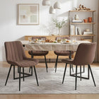 Kivo Linen Dining Chair - Set of 4 - Brown