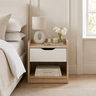 Haley Bedside Table - Oak + White