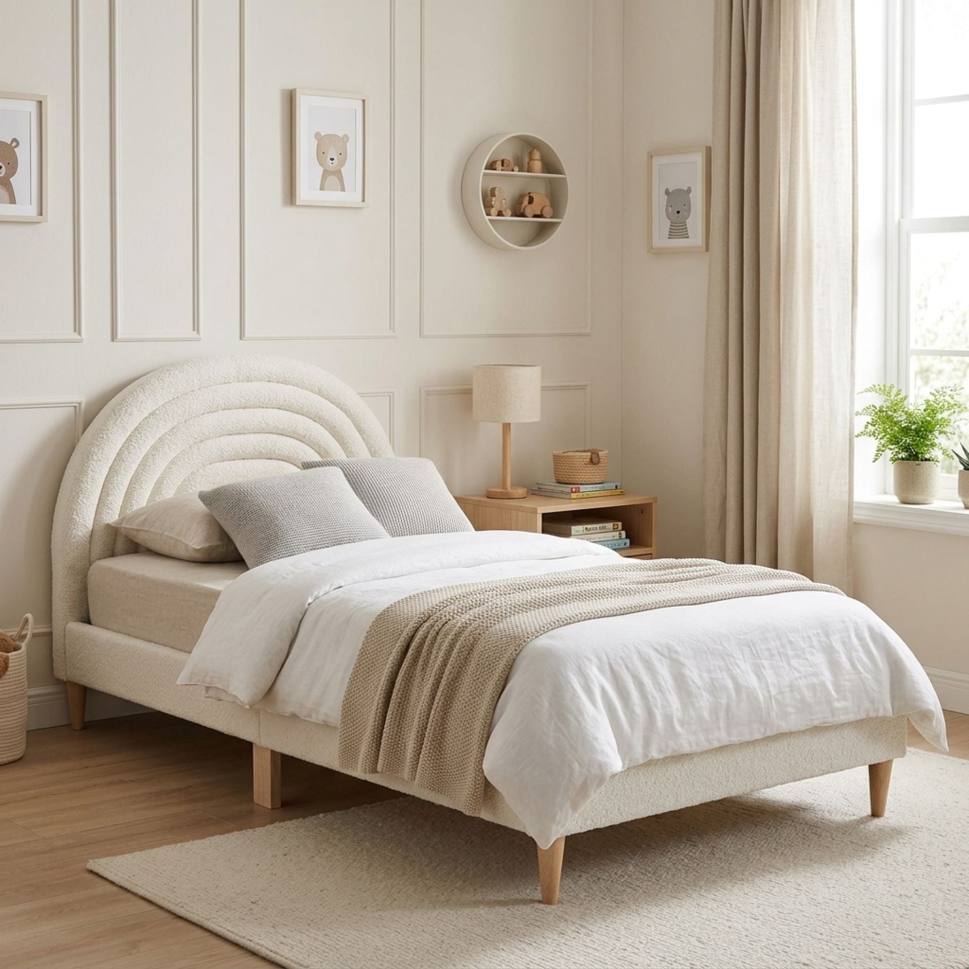 Lydia Key Frame Lydia King Single Bed Frame - Cream – Treasurebox
