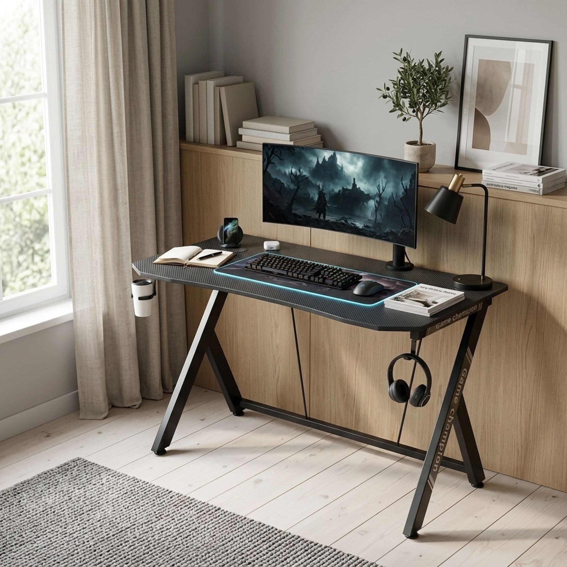 Carson 120cm Gaming Desk - Carbon Black | Sleek Design – Treasurebox