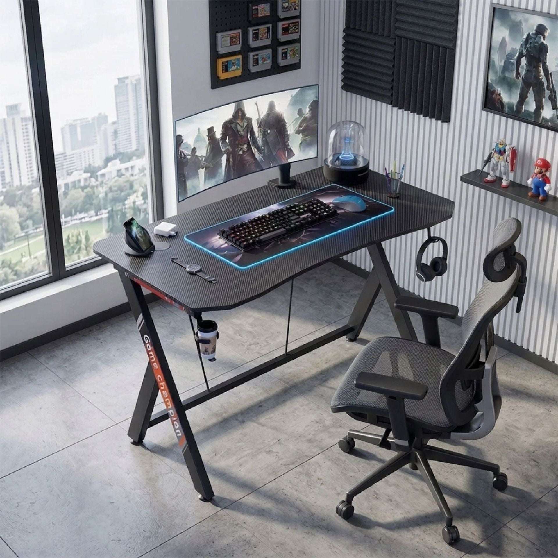 Carson 120cm Gaming Desk - Carbon Black | Sleek Design – Treasurebox