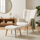 Emma Boucle Armchair with Ottoman - White