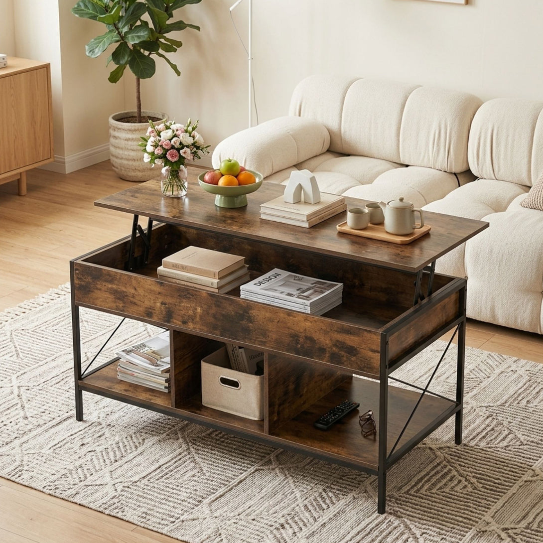 Vault Lift-Top Storage Coffee Table - Rustic Brown – Treasurebox