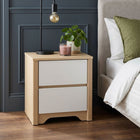 Harlee Bedside Table - Oak + White