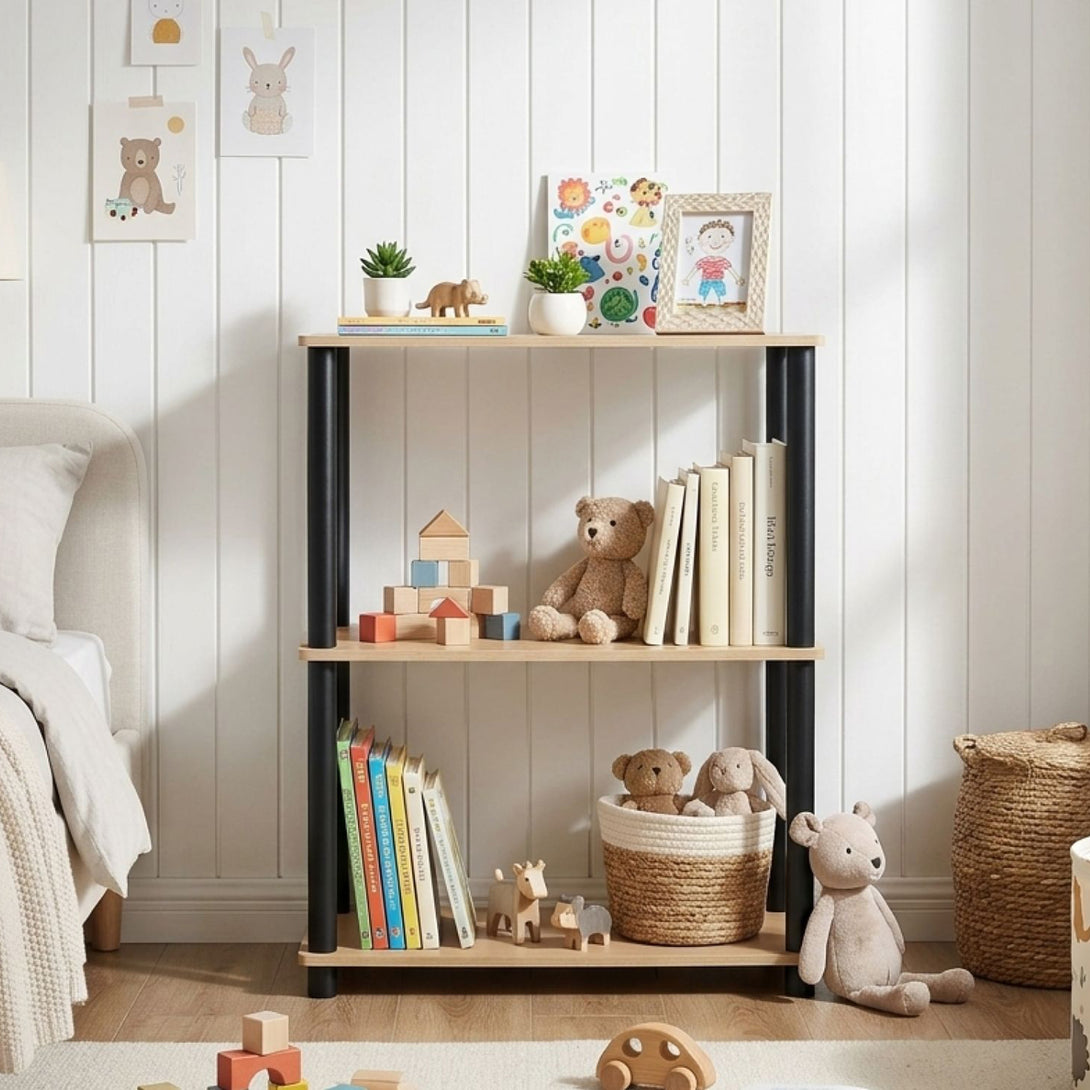 Horeke 3 Tier Flexi Storage Rack - Oak + Black – Treasurebox