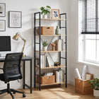 Hikuai 5 Tier Bookshelf - Natural + Black