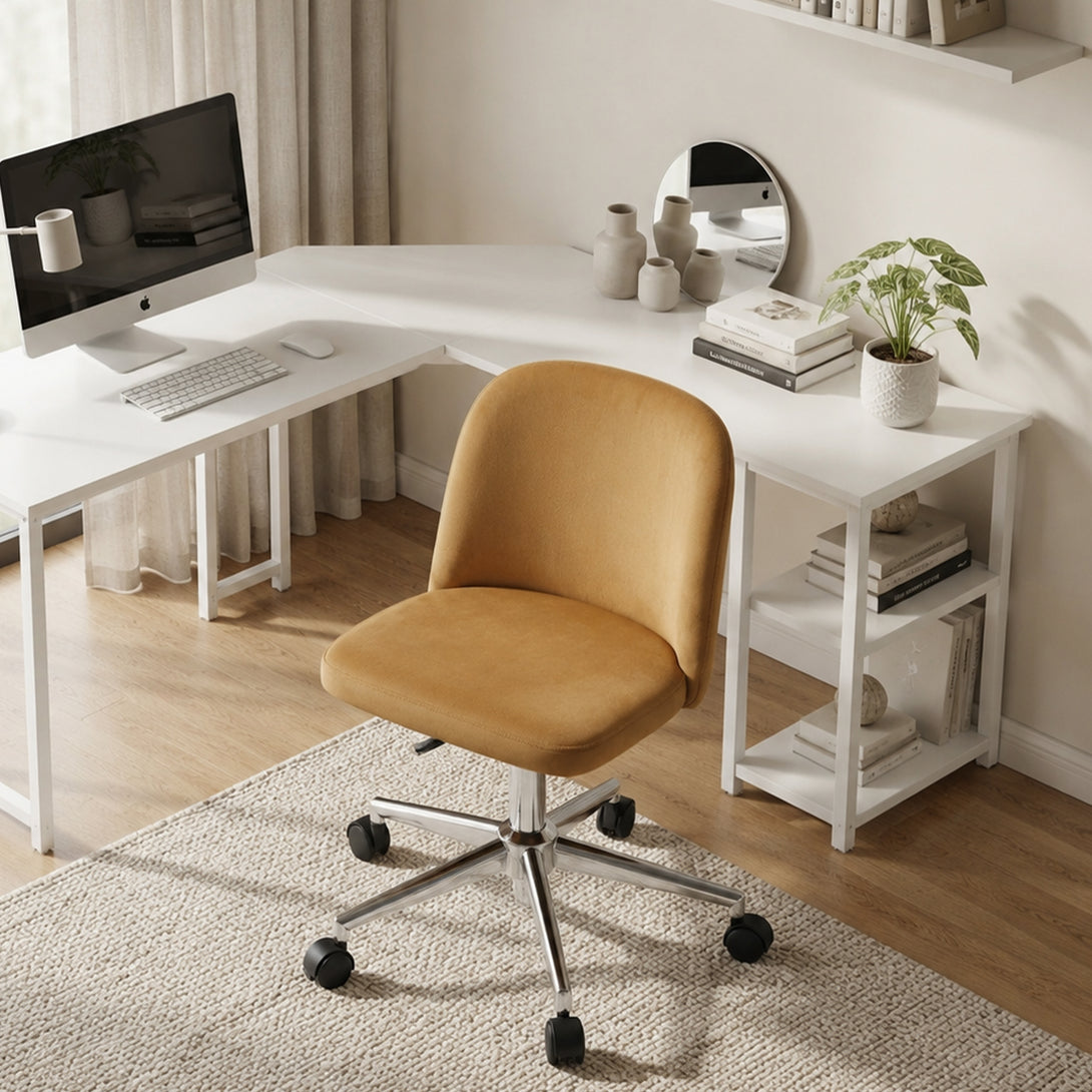 Jones Velvet Office Chair - Ochre | Stylish Comfort – Treasurebox