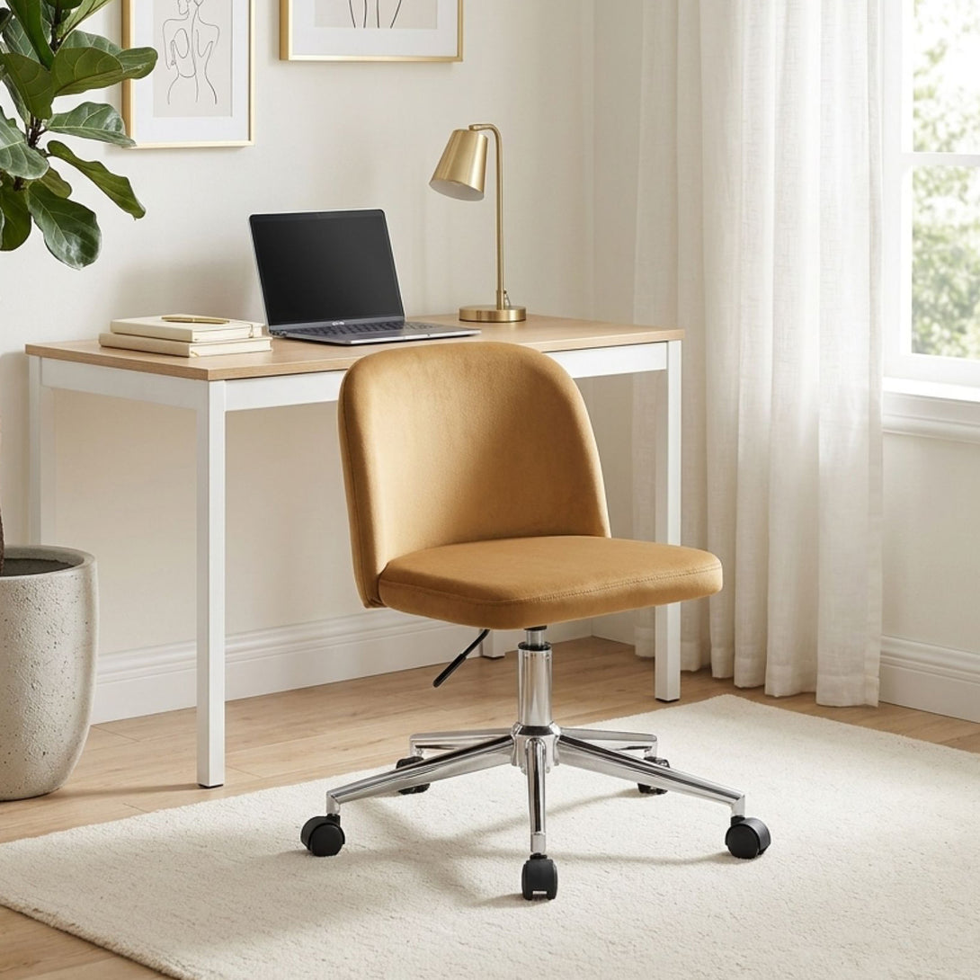 Jones Velvet Office Chair - Ochre | Stylish Comfort – Treasurebox