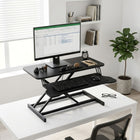 Sit-Stand Desk Converter with Keyboard Tray - Black