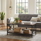 Chad Rectangle Coffee Table - Rustic Brown + Black