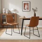 Grayson PU Leather Dining Chair - Set of 2 - Caramel Tan