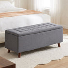 Levi Linen Storage Ottoman Bench - Dark Grey
