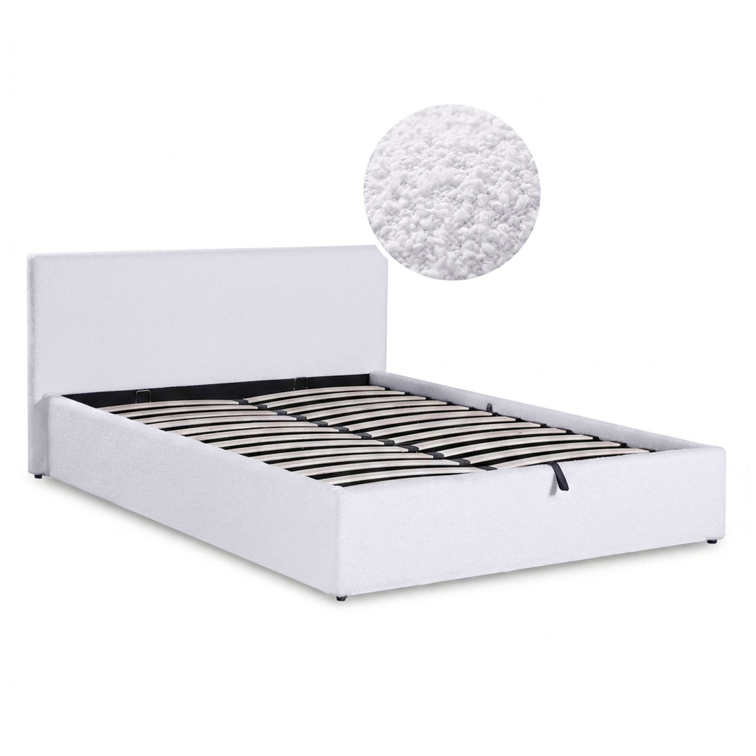Belo Double Teddy Gas Lift Bed Frame - White – Treasurebox