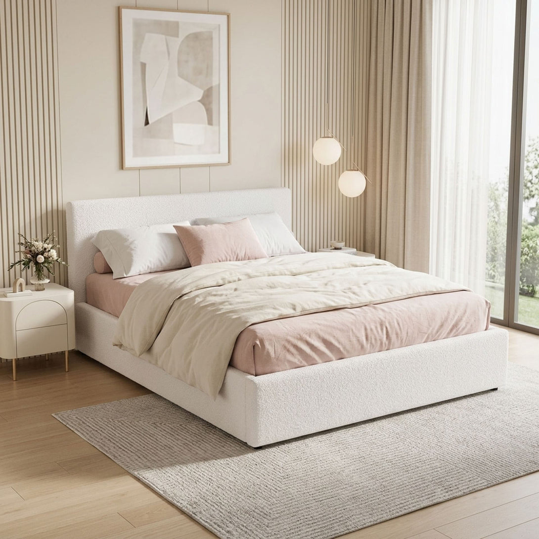 Belo Double Teddy Gas Lift Bed Frame - White – Treasurebox