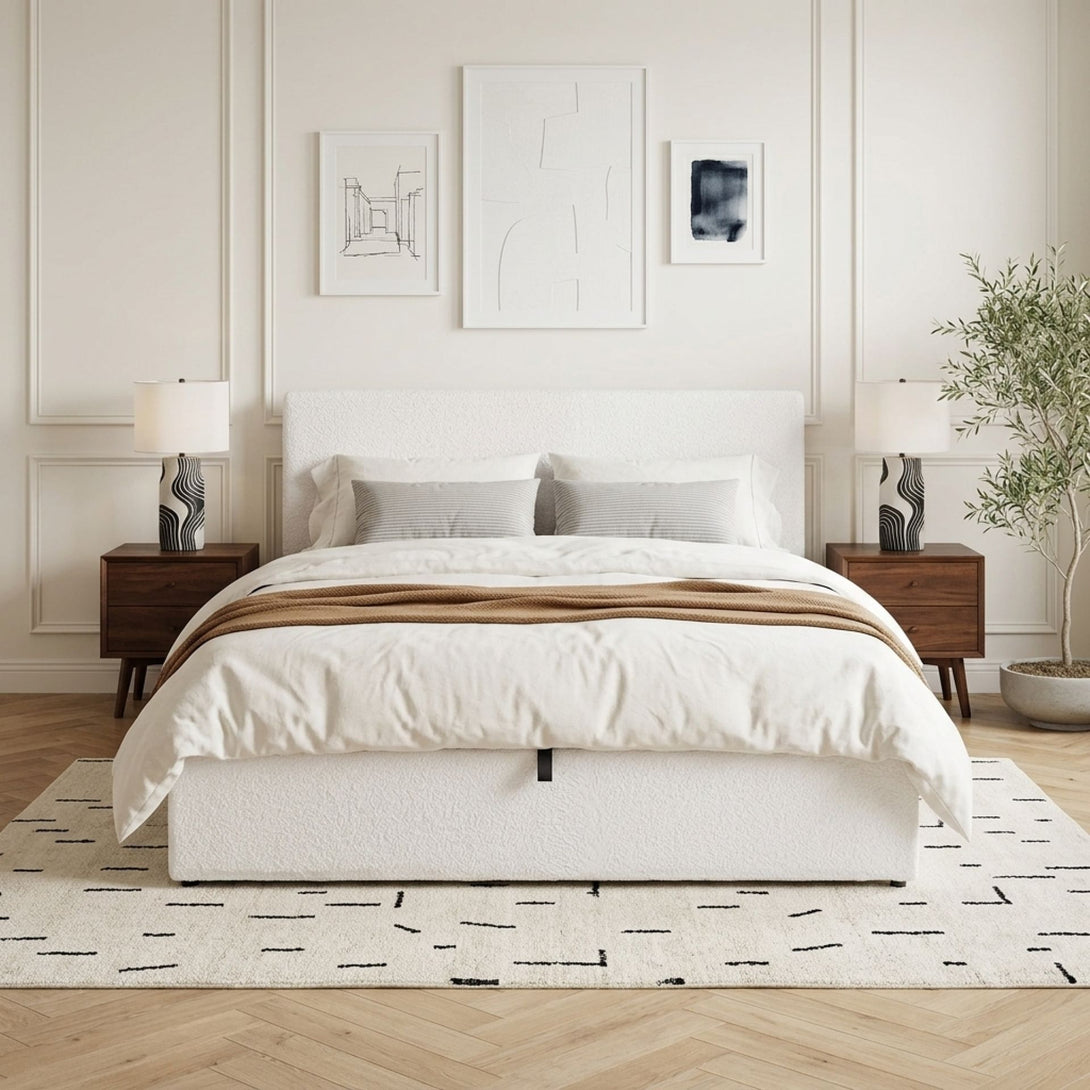 Belo Double Teddy Gas Lift Bed Frame - White – Treasurebox