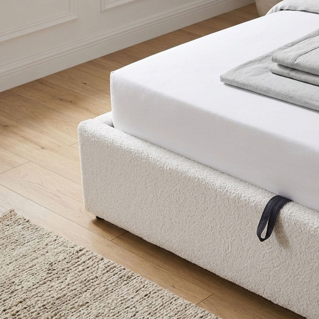 Belo Double Teddy Gas Lift Bed Frame - White – Treasurebox