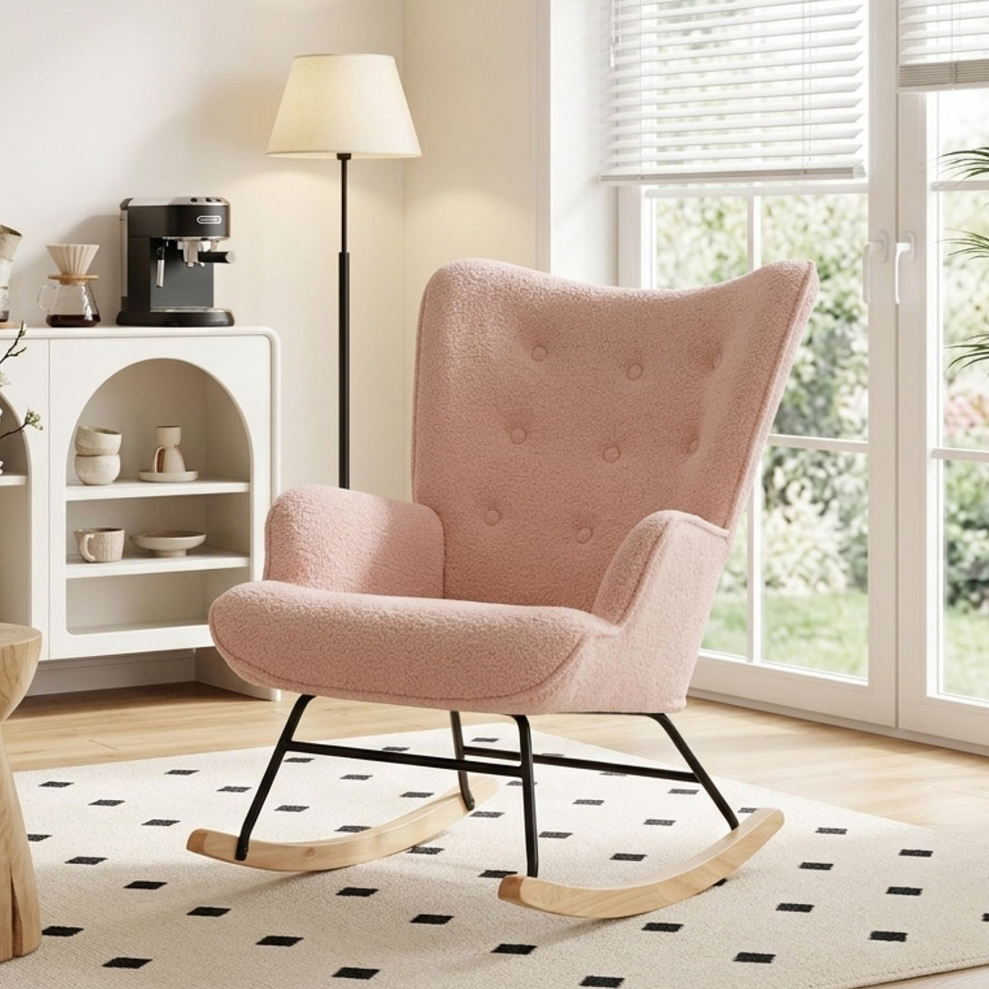 Pink Boucle Rocker Ava Boucle Rocking Armchair - Pink – Treasurebox