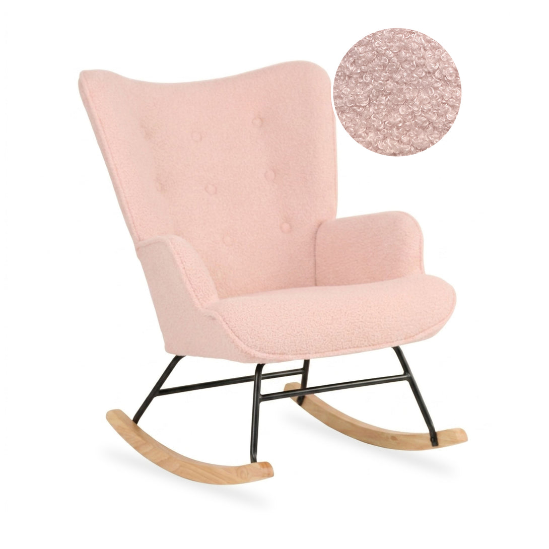 Ava Boucle Rocking Armchair - Pink – Treasurebox