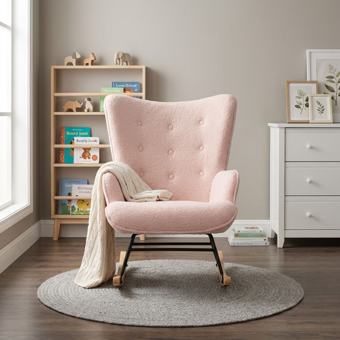 Pink Boucle Rocker Ava Boucle Rocking Armchair - Pink – Treasurebox