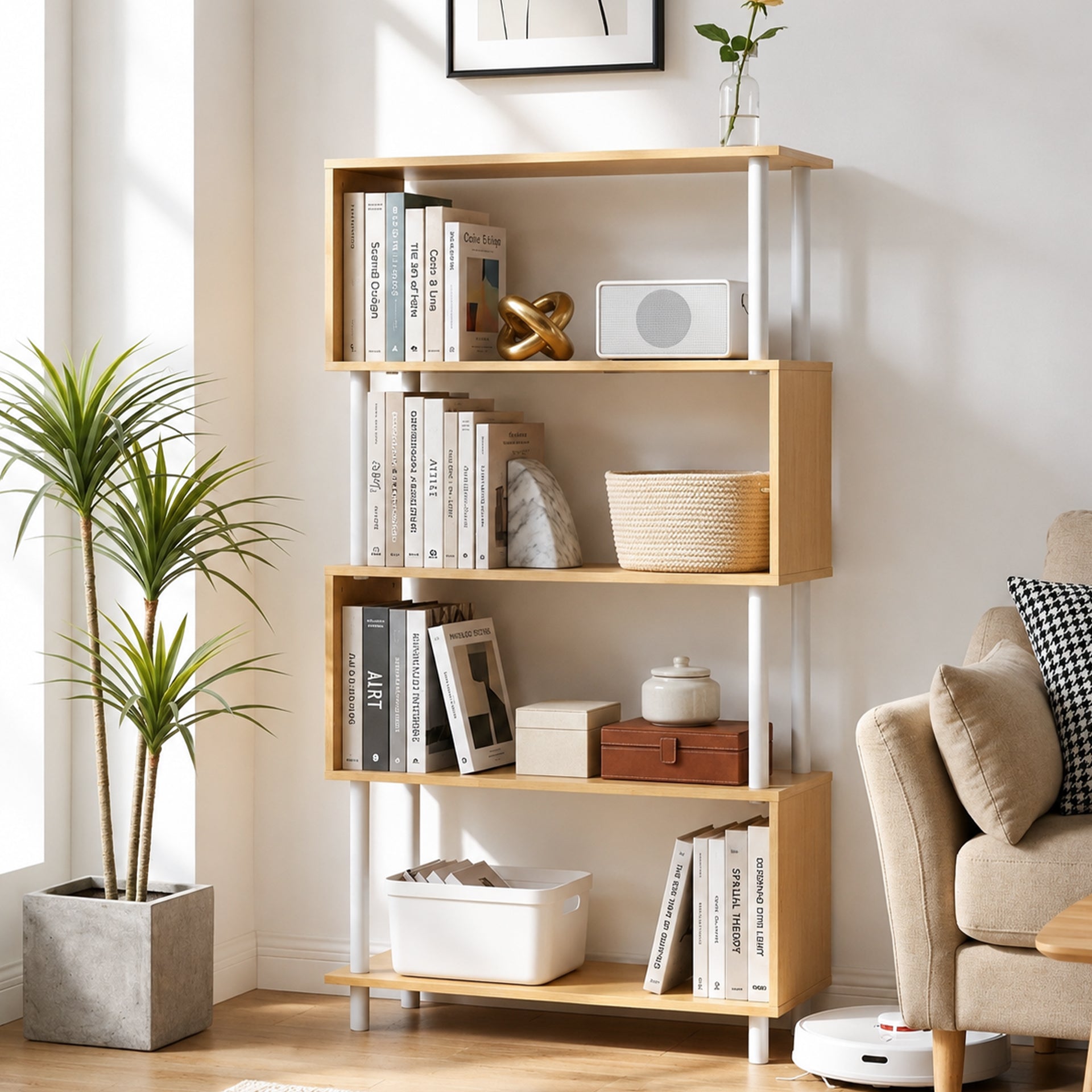 Petone 5 Tier Flexi Storage Rack - Maple + White – Treasurebox