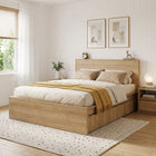 Harris Queen Bed Frame with Storage - Oak