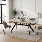 Cedar Gloss Ceramic Dining Table 180 x 90cm - Light Grey + Black