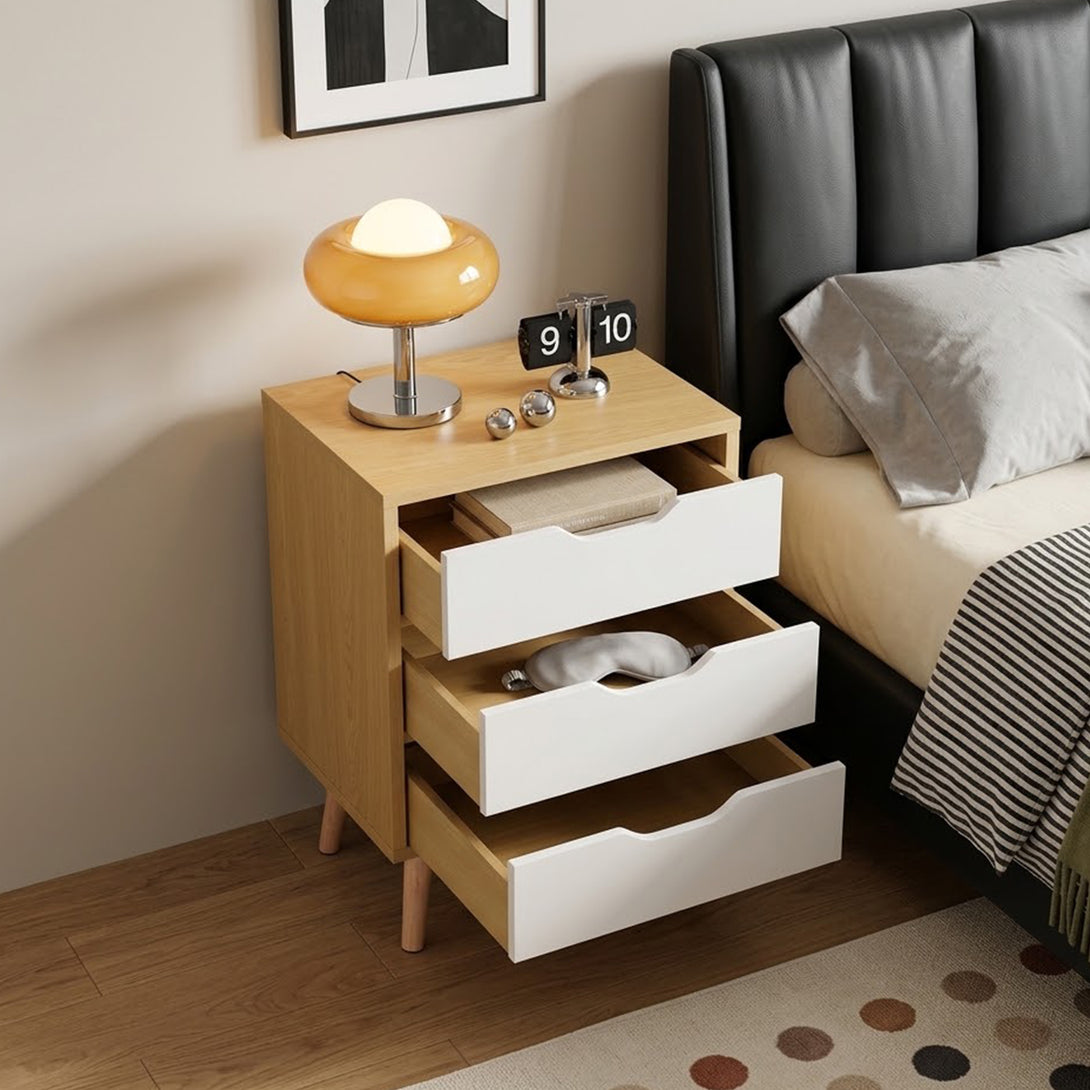 DREW Bedside Table - Maple + White – Treasurebox