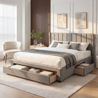 Hopkins Super King Bed Frame with Storage - Light Grey
