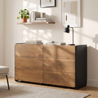 Dorian 6 Drawers Lowboy - Walnut + Black