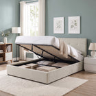 Maro Queen Gas Lift Bed Frame - Linen Beige