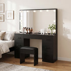 Lisianthus 2 Piece Dressing Table with Mirror & Stool Set - Black