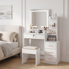 Gardenia 2 Piece Dressing Table with Mirror & Stool Set - White
