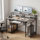 Tyler 120cm Computer Desk with Bookshelf - Grey Oak