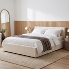 Lifteo Boucle Queen Gas Lift Bed Frame - Beige