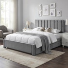 Columbia Velvet Queen Bed Frame with 4 Drawers - Grey
