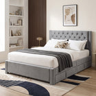 Montana Velvet Queen Bed Frame with 4 Drawers - Grey
