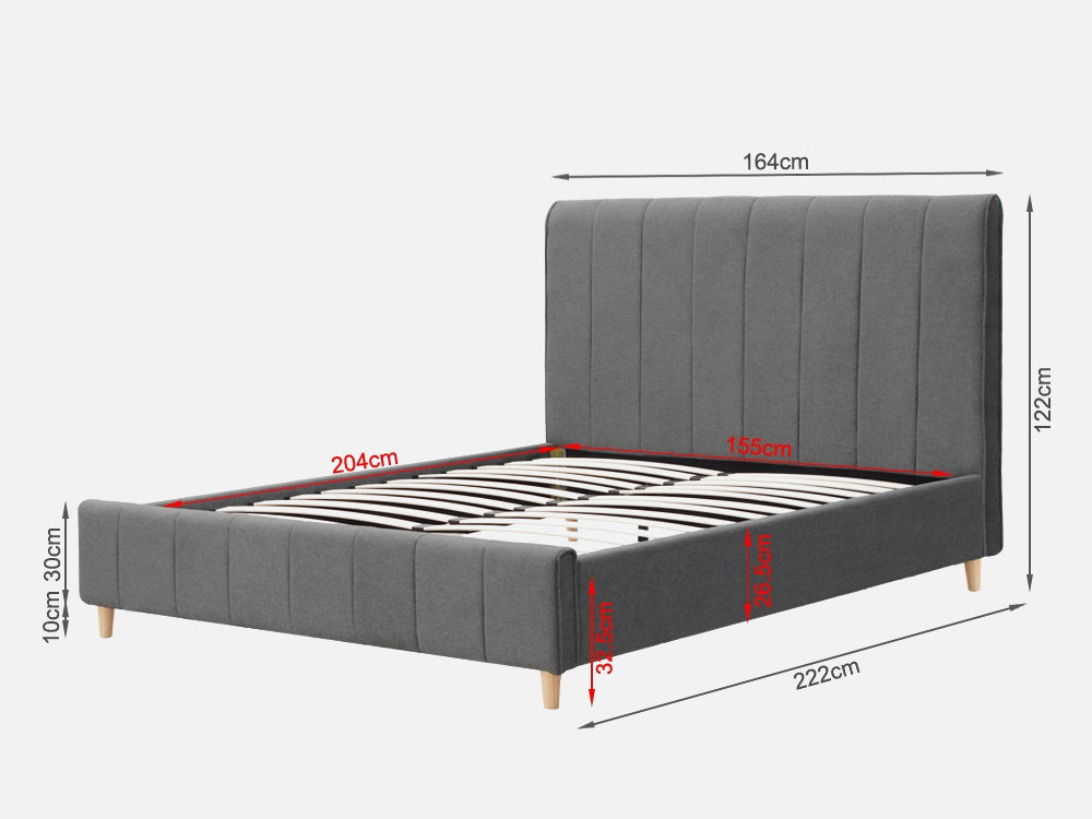 Treasurebox SIERRA Queen Bed Frame - GREY 21779