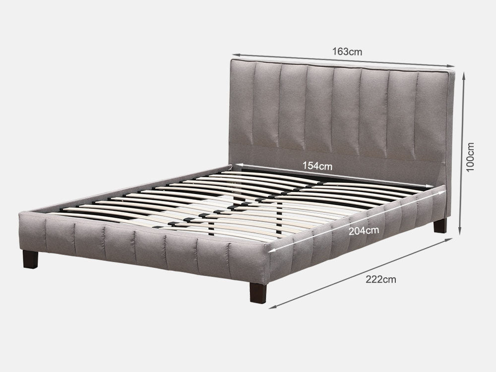 Treasurebox EIGER Queen Bed Frame - LIGHT GREY