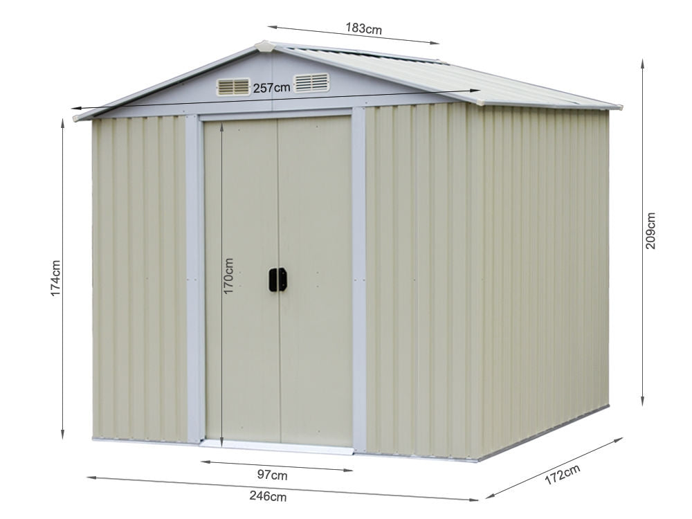 Treasurebox Garden Shed 1.83M x 2.57M x 2.09M BEIGE