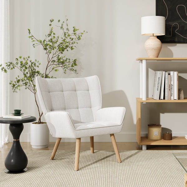Amelia Rubberwood Armchair - White