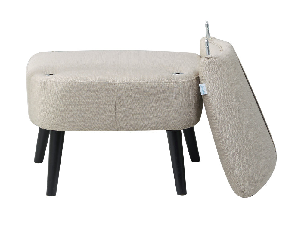 Anita Occasional Chair Fabric Lounge Chair with removable cushion and elegant black legs, ideal for versatile home decor.