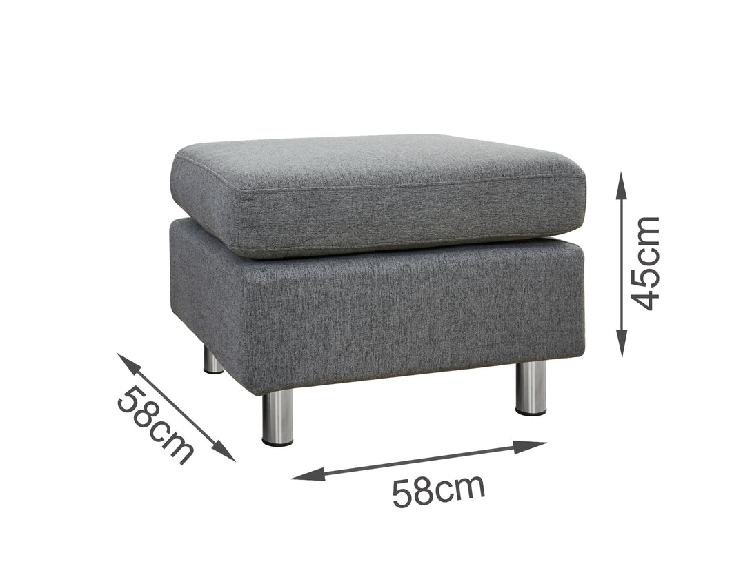 Treasurebox Seattle 3-Seater Fabric Sofa Couch with Chaise - Dark Grey