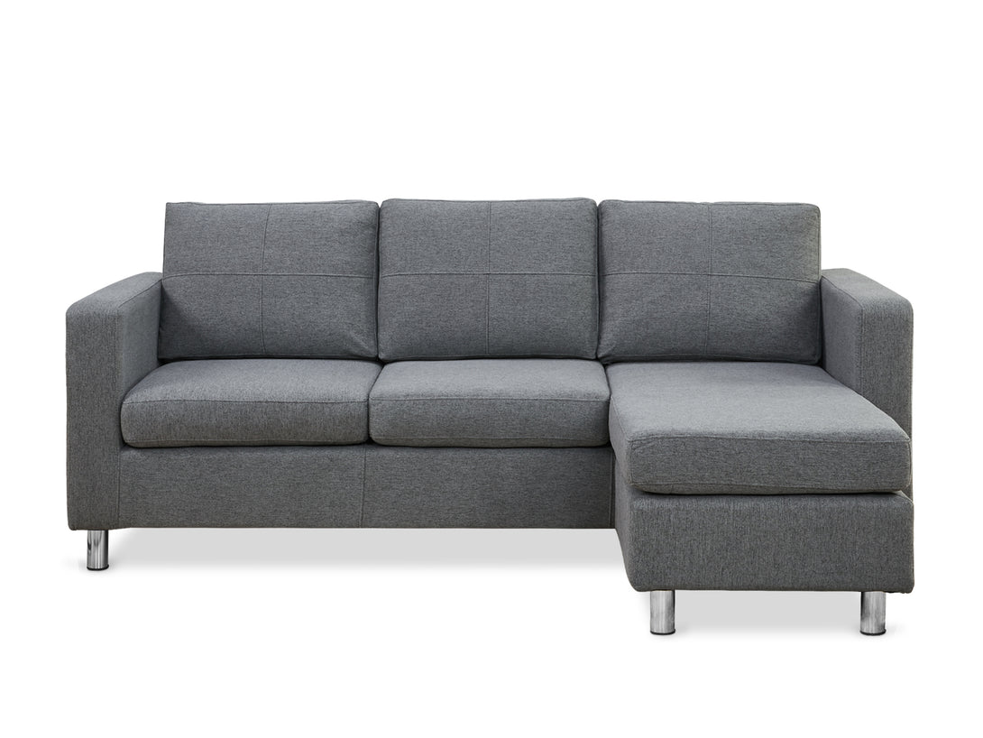 Treasurebox Seattle 3-Seater Fabric Sofa Couch with Chaise - Dark Grey