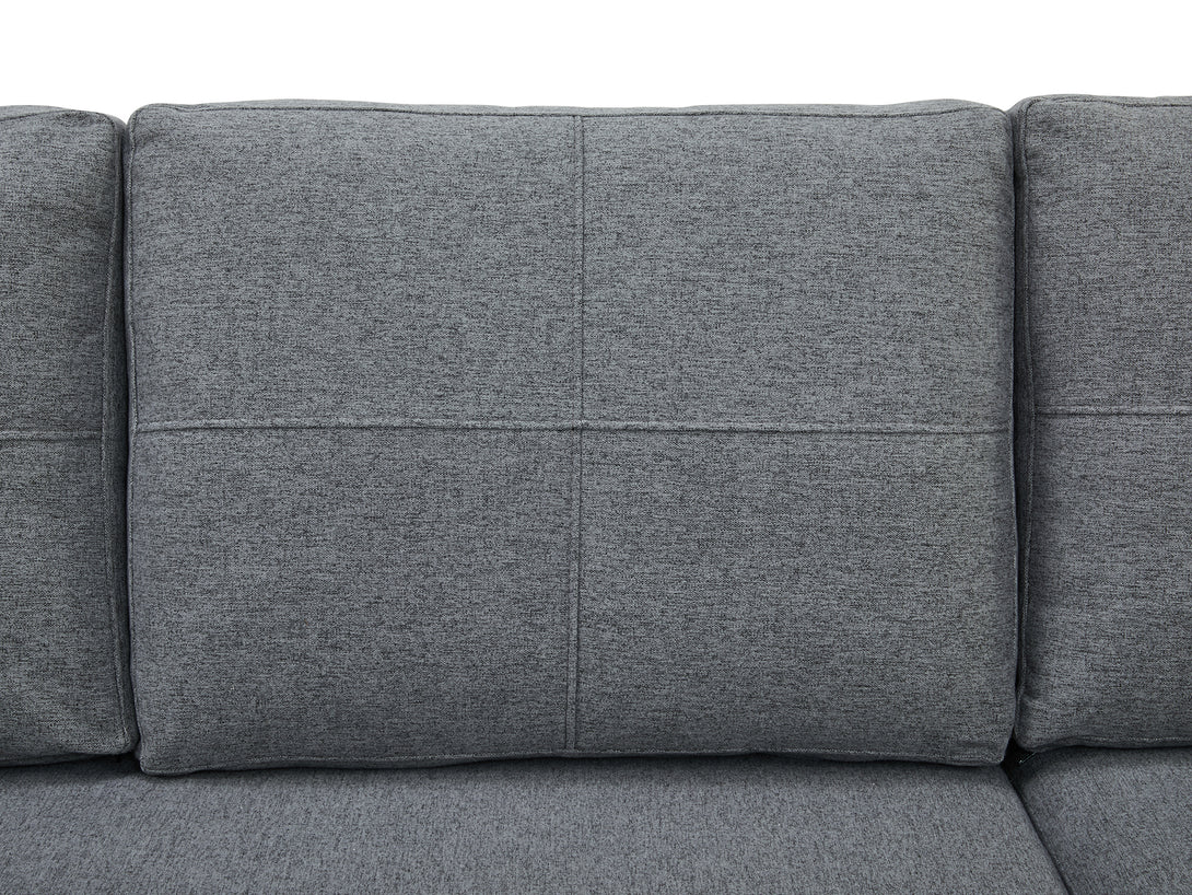 Treasurebox Seattle 3-Seater Fabric Sofa Couch with Chaise - Dark Grey