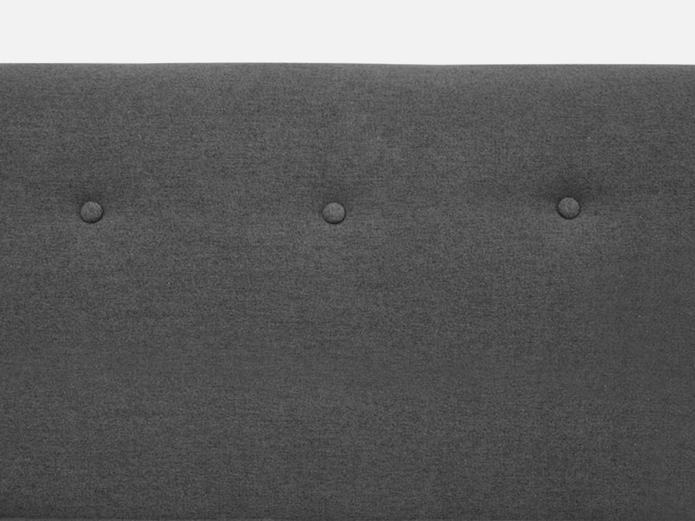 Close-up of the button-tufted dark grey fabric on the backrest of the MUNICH 3-Seater Sofa Bed.