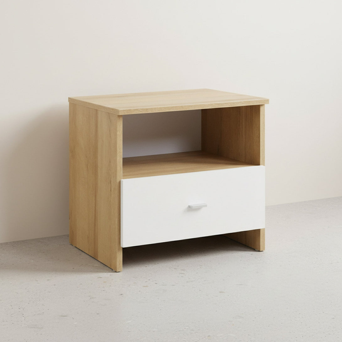 Makalu Wooden Bedside Table Nightstand - Oak