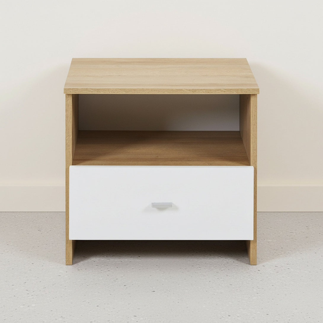 Makalu Wooden Bedside Table Nightstand - Oak